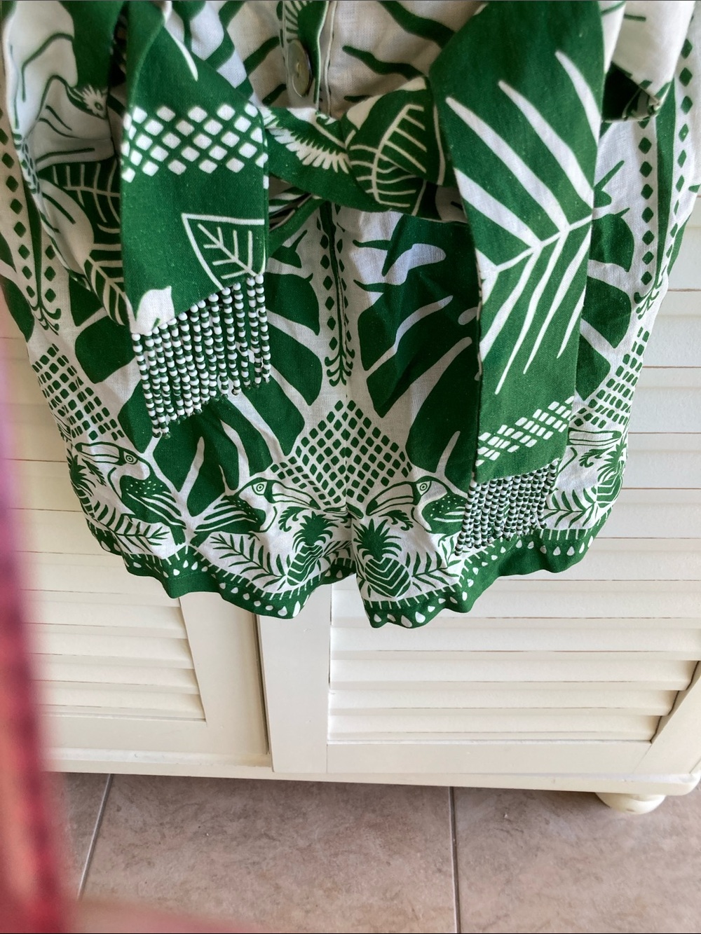 FARM Rio Green & White Tropical Tie-Front Romper - Picture 3 of 4